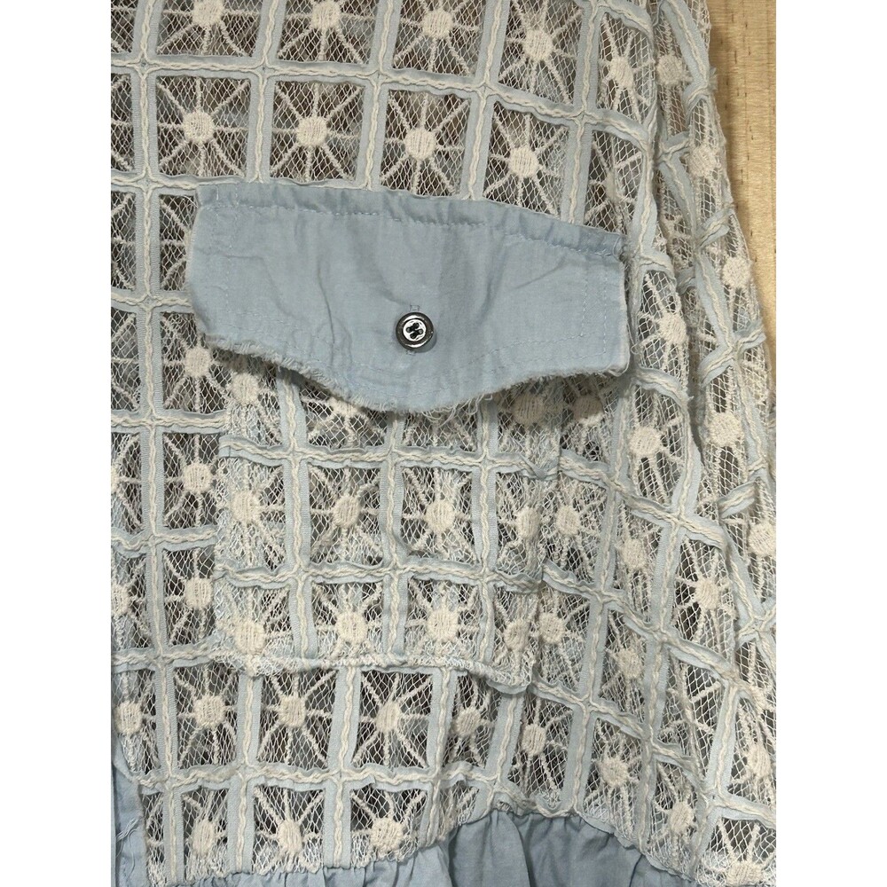 POL Women’s Button Up Top Lace Blue Bottom Pockets NWT Size Small Boho Country - Picture 2 of 9